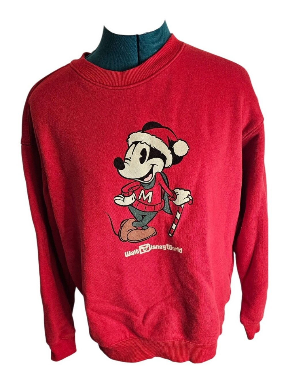 Disney Red Mickey Mouse Crewneck Holiday Sweater Size Large